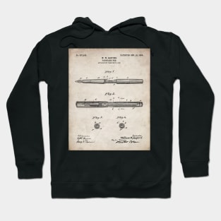 Fountain Pen Patent - Writer Editor Home Office Decor Art - Antique Hoodie